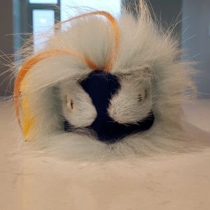 Ice Blue Monster Fur Pom Pom Keychain